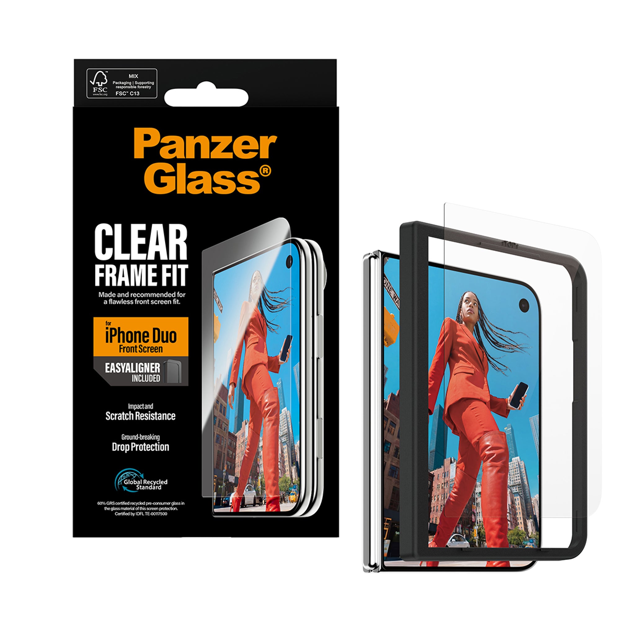 PanzerGlass® Front Screen Protector iPhone Duo | FRAME FIT w. EasyAligner